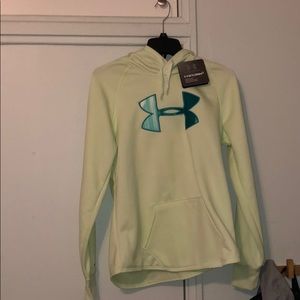 light green and blue under armour hoodie